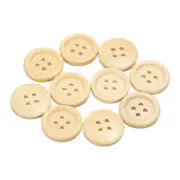 10pcs Wooden Sewing Button 20mm 4 Holes Round Craft Buttons, Natural Wood