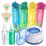 Waxing Kit Hair Removal Home Wax Warmer with 4 Bags Hard Wax Beans 20 Wax Sticks