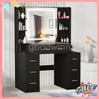 Modern Vanity Desk Set 7 Drawers Makeup Dressing Table with LED Strips Mirror