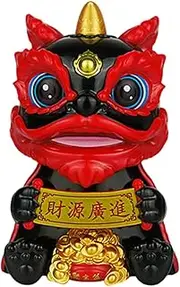 Rrlihjgu Chinese Lion Decoration | Small Solar Lion Craft Decoration - Decorative Desktop Lion Ornament, Swinging Toy for Dashboard Ornament