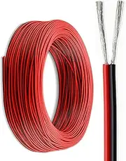 60ft/100ft/200ft Dual Core Electrical Wiring 22AWG to 30AWG - 2 Core Tinned Copper Conductors with Fireproof Insulation for LED Strip Lights Electronics Projects(100ft,24AWG-2C)
