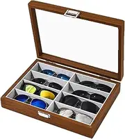 [HAMKVBPR] Sunglasses Storage Box Walnut 8 Transparent Dustproof Glasses Storage Box Eyewear Display Case