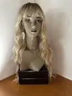 Long Wavy Wig for Women - Natural Looking Ombre Blonde Wig with Bangs (26 Inch)
