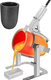 Hand-held Crucible Pouring Tongs/Rack with A Graphite Crucible, Work with Crucibles and Melting Furnace, Metal Casting Aluminium Gold Silver #12 (12kg-26.4lbs)