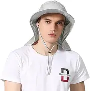 [OZ SMART SUN PROTECTION] Legionnaire Fishing Hat for Men/Women, Wide Brim Sun Hat UPF 50 UV Protection with Ponytail Hole, Bucket Hat with Neck Flap for Fishing, Hiking, Camping, Garden, Farming, Outdoor (Light Grey)