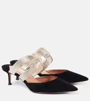 [Aquazzura] Aquazzura Esencia 50 suede mules AU 5.5 gold