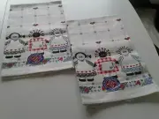 Vintage PAIR OF COUNTRY KIDS Stevens Linen Kitchen Tea Towels SO CUTE!