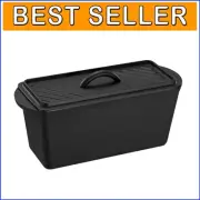 Elegant Black Cast Iron Bread Loaf Pan with Lid - Ideal for All Occasions
