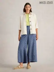 White Stuff Blue Roxy Linen Blend Culottes (F20925) | $150