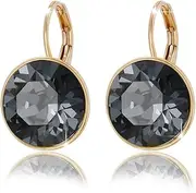 [XUPING] Crystal Leverback Earrings Sparkling Elegant Round Gemstone Dangle Earrings Delicate Jewelry Gifts for Women Girls Party