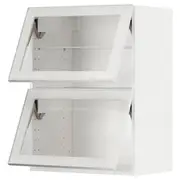 METOD wall cab horizontal w 2 glass doors, white/Hejsta white clear glass, 60x80 cm