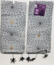 2 Same Tea Thin Towels with spiders (15"x25") HALLOWEEN GOLD SPIDERS & WEB, EHF