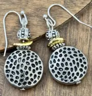Hammered Silver Dangle Earrings. Boho Chic