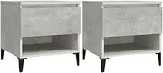 vidaXL Industrial Side Tables Set of 2 in Concrete Grey - 50x46x50 cm, Built with Robust Engineered Wood and Metal Feet Includes Storage Drawers