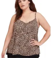 Torrid 3 Leopard Print Double Layer Strappy Top Plus Size 3X NWT