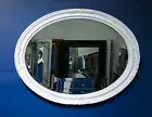 White Large Oval Round Wall Mirror & Frame, Antique, Chic, Designer 100cm x 75cm
