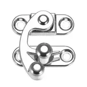 Antique Left Latch Hook Hasp 33mmx28mm Swing Arm Latch Silver Tone 2 Pcs