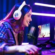Laser Gaming RGB Streaming Microphone with Headphone Jack Black