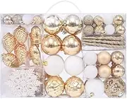 Christmas Ball Ornaments Set,121pcs Christmas Tree Ornament Set Christmas Ball Shatterproof Hanging Tree Ornament Large and Small Ornaments Assortment for Christmas Tree Decor Holiday Party