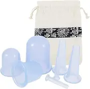 Silicone Vacuum Cupping Cups Blue Cupping Therapy Set with Strong Suction Anti-Cellulite Cupping Device for Adults(Blue 7 -Piece Set)
