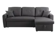 Modern Grey 3-Seater Sofa Bed with Chaise, 2.22 x 1.46 m - Plush & Stylish