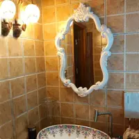 在飛比找樂天市場購物網優惠-歐式浴室鏡 美式化妝鏡衛浴衛生洗手間臺盆廁所裝飾掛墻壁掛鏡子