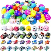 80 Pack Prefilled Easter Eggs with Pull Back Cars,Mini Cars and Planes Toys Great for Kids Easter Party Favor, Easter Basket Stuffers,Goodie Bags Fillers