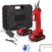 Electric Pruning Shears,21V Professional Gardening Electric Shears,SK5 Blades Heavy Duty Branch Pruner,Portable Cordless Pruning Shears for Gardening Tree Pruning(Red)