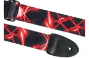 XTR Guitar Strap Red Laser Design 2 Inch Poly Cotton, Leather Ends, Cool