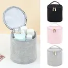Cylindrical Shape Corduroy Makeup Bag Handheld Bucket Bag For Travel Househeld