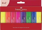 Faber-Castell 254667 – Highlighter Set TL 1546, Pack of 8, Neon Colours, with Durable Chisel Tip, Line Width 1-5 mm, Refillable
