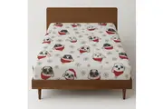 King Luxury 100% Cotton Flannelette Fitted Bed Sheet Flannel - Christmas Dogs