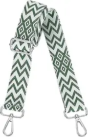 [uxcell] Purse Straps Replacement Crossbody, 1.5 Inch Wide Shoulder Bag Strap Adjustable Canvas Straps for Handbag Wallet Clutch Bags with Silver Buckle, Light Green Geometrical