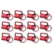 12Pcs 25mm Key Fob Hardware with Keychain Ring for Webbing Wine Red