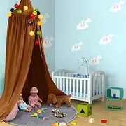 Kid Bed Canopy, Dome Bed Canopy, Round Bed Curtain Multicolor Canopy Curtains for Travel Home(Brownish yellow)