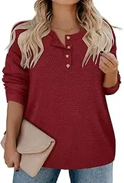 [Ritera] Women Plus Size Soft-Touch Sweaters Casual Lightweight Crewneck Soft Knit Oversized Pullover Loose Fit Fall Jumper Top
