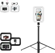 Rechargeable Selfie Portable Ring Light – Adjustable Bicolor Fill Light, Rechargeable Ring Light, with Cordless Square Design & 4000mah Battery Phone Video Stabilizer for iPhone (C#)