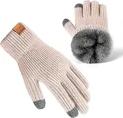 [HOLDINA] Gloves for Cold Weather Men,Thermal Winter Glove with Touchscreen Fingers,Fleece Warm Gloves for Women (Oat-XL) 01