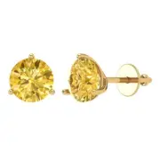 4.0ct Round Cut Natural Citrine Stud Martini Earrings Real Solid 14k Yellow Gold