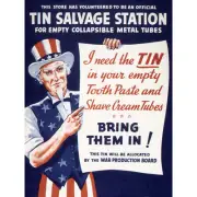 War WWII USA Uncle Sam Tin Salvage Metal Effort Advert Wall Art Canvas Print