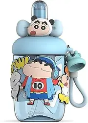 YY Shin-chan Shaped Water Cup 21.98oz Durable Plastic Water Bottle With Straw, Filter Leakage, and Leak-Proof (Electric sound)