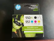 4-PACK HP GENUINE 950XL Black & 951 Color Ink OFFICEJET 8600 SEALED Sept2025
