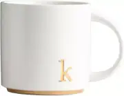 - Monogram Ceramic Mugs, 15 Oz Golden Initial Coffee Cups, Elegant Alphabet Tea