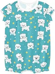[miaozhen] New-Born Romper Ruffle Sleeve Girls Bubble Romper Cotton New-Born Baby Girl Summer Clothes 12M Cartoon Cute White Dog Star vestidos para bebes 3-24, Cartoon Cute White Dog Star