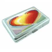 Abstract Heart Em1 Silver Metal Cigarette Case RFID Protection Wallet