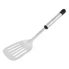 Home Kitchen Cooking Non-stick Slotted Pancake Turner Spatula Black Silver Tone