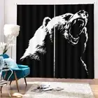 Ferocious Roaring Bear 3D Blockout Photo Print Curtain Fabric Curtains Window