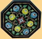 12" Marble coffee side Table Top semi precious stones inlay Handmade Work Decor