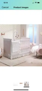 Lambs & Ivy Signature White Cotton Voile Ruffled Crib Skirt