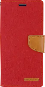 Goospery Canvas Diary For Galaxy S10 Plus in Black, Blue, Green, Grey, Navy, Pink, Red - Red